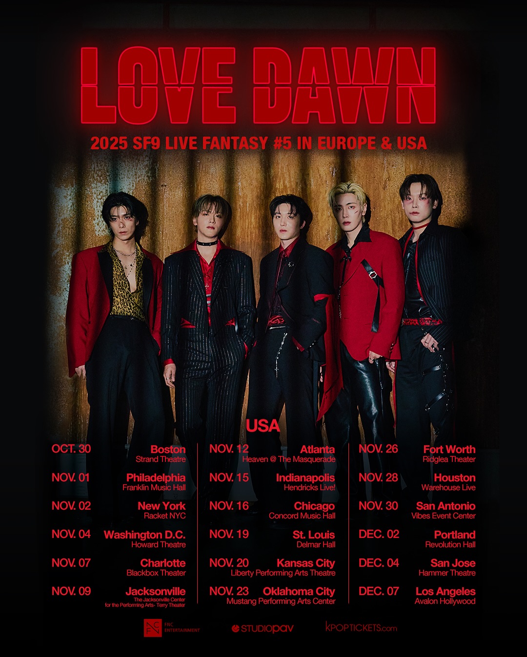 SF9 LIVE FANTASY #5 LOVE DAWN Tour Poster 2025