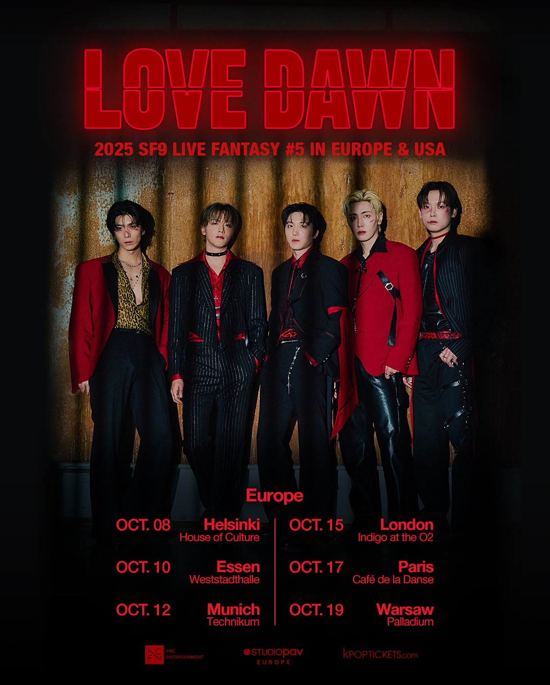 SF9 LIVE FANTASY #5 LOVE DAWN Tour Poster 2025